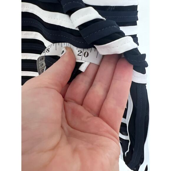 Chico's Traveler s Women's 1 / M Ribbon Stripe Zip Front Jacket Blue White Mesh - Picture 11 of 13